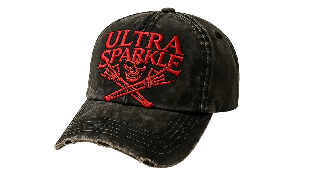 ULTRA SPARKLE 黑色红绣帽子产品图